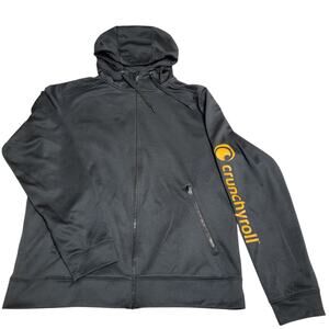 Crunchyroll Promotional Full Zip Hoodie Black Orange Logo Men's M